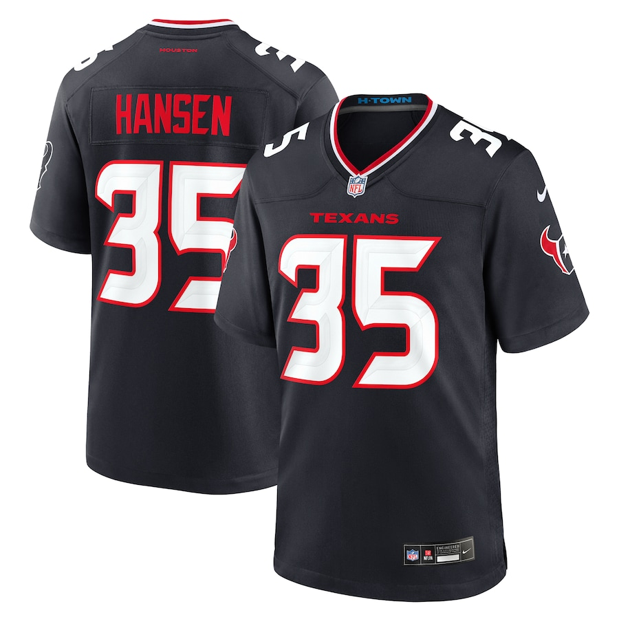 Men's Houston Texans Jake Hansen #35 Navy Team Jersey
